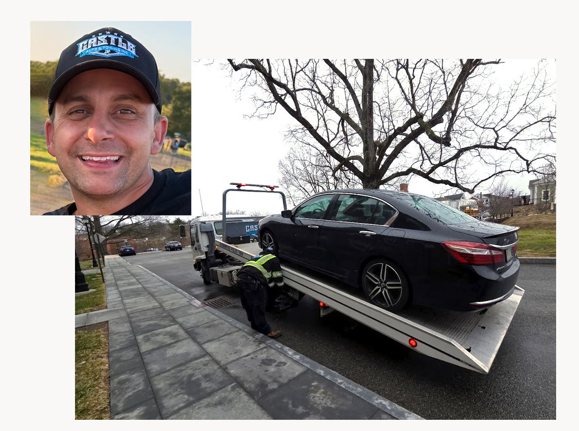 About Castle Towing Chappaqua New York Frank Cameo Loading Car on Flatbed Tow Truck