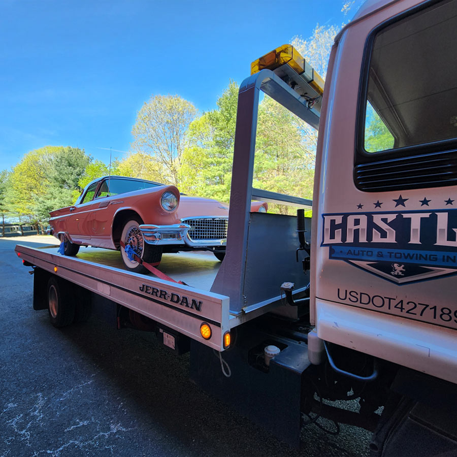 About Castle Towing Chappaqua New York Classic Car on Flatbed Tow Truck