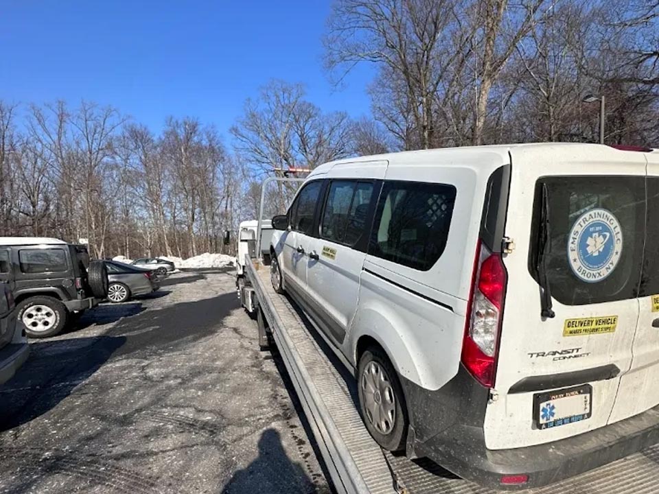 Flatbed Tow Truck Loading Castle Towing Service Chappaqua New York